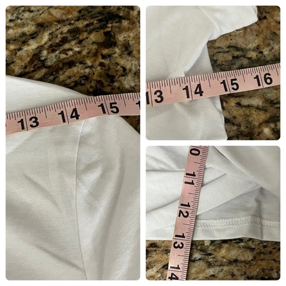 Mica’s Women's Ivory T-Shirt Solid Twist Front Crop Tee Beach Boho Casual L - Picture 6 of 10